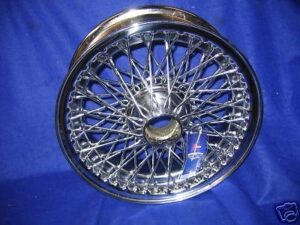 (3) MGB 14" X 4.5" TUBELESS CHROME MGB WIRE WHEEL WWC515