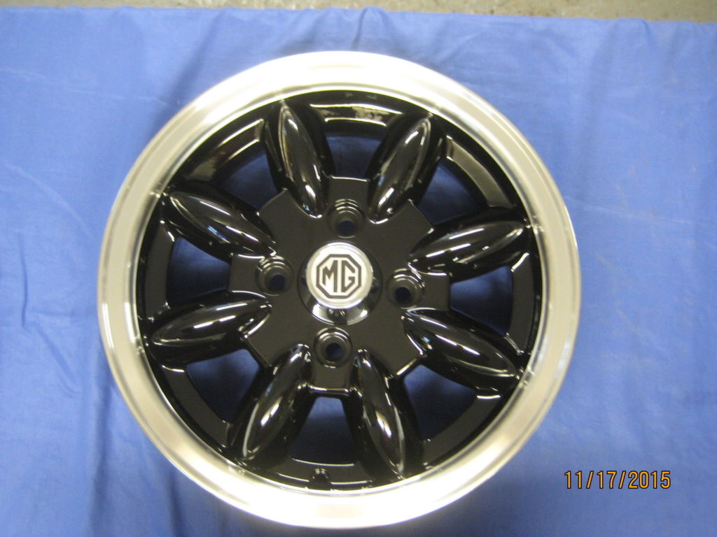 SET OF 4 13" X 5J 1275 & 1500 MIDGET SPRITE ALLOY WHEELS BLACK POLISHED RIM GAC8223BX4