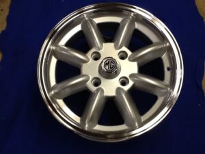 SET OF 4 13" X 5J 1275 / 1500 MIDGET SPRITE ALLOY WHEELS SILVER POLISHED RIM GAC8223XSET