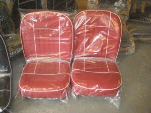 MGC PAIR LEATHER SEATS RED WITH WHITE PIPING MGC NON RECLINER S777MWMGC