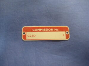 CRCP355 MGB GT COMMISSION PLATE G23D P