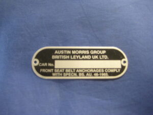 MGB & MIDGET AUSTIN MORRIS GROUP CHASSIS PLATE CRCP339