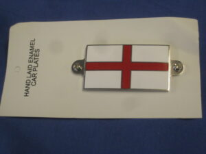 ST GEORGE FLAG ENAMEL CAR PLATE BADGE WITH FIXINGS
