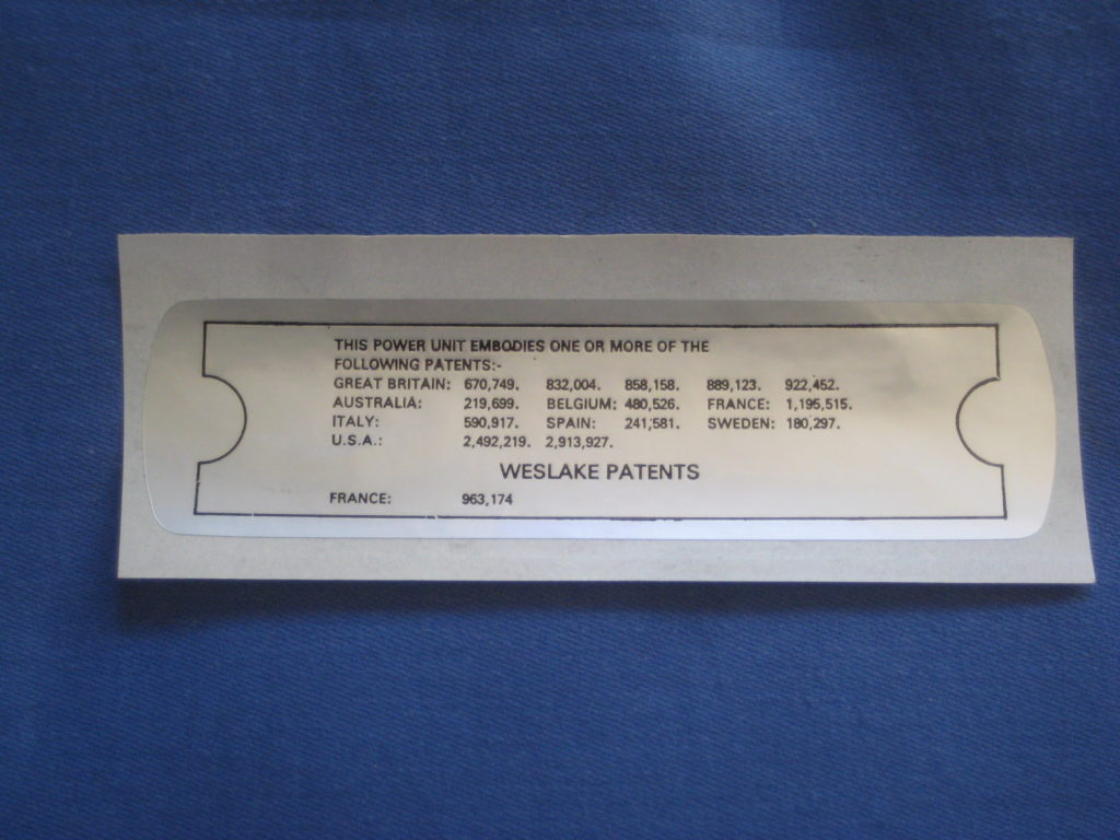 CRST137 WESTLAKE PATENTS ROCKER COVER STICKER