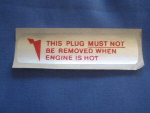 CRST118 WARNING RADIATOR PLUG STICKER