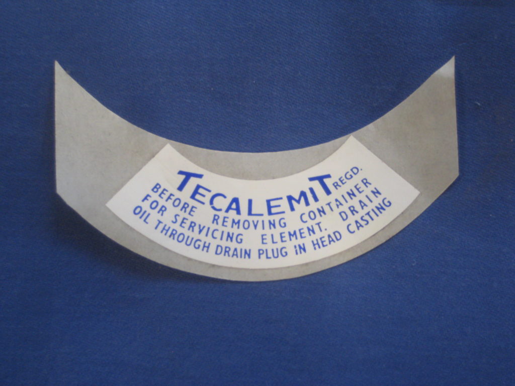 CRTR201 TECALMIT OIL FILTER STICKER