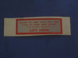 CRST114 LIFT HERE HOOD STICKER