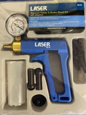 LASER TOOLS VACUUM TESTER & BRAKE BLEED KIT WITH ADAPTORS 8018