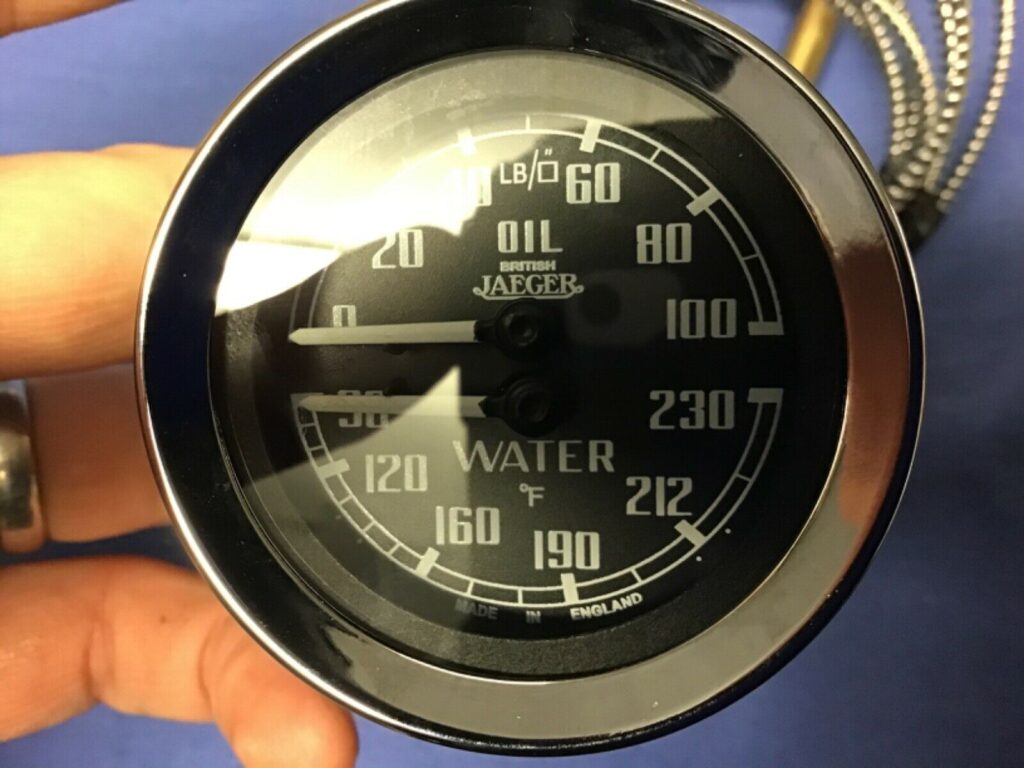 New MGA Jaeger Oil Pressure & Water Temperature F Dual Gauge GD1501/01 / 17H298
