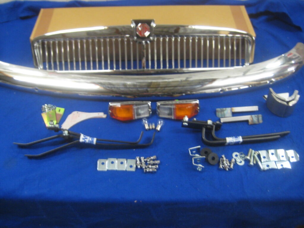 CBKIT4 MGB RUBBER TO CHROME BUMPER CONVERSION KIT WITH CHROME SLATED GRILL NO REAR BUMPER