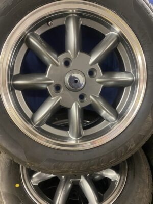 15AABU MGB SET OF 4 15" X 5.5J ANTHRACITE GREY POLISH RIM ALLOY WHEELS & TYRES