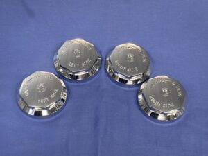 SPIN5 SET OF 4 OCTAGON MG LOGO WIRE WHEEL SPINNERS 8 TPI