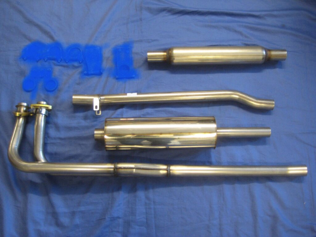 MG-110 MGB STAINLESS STEEL EXHAUST SYSTEM 4 PIECE BOMB BOX C/B