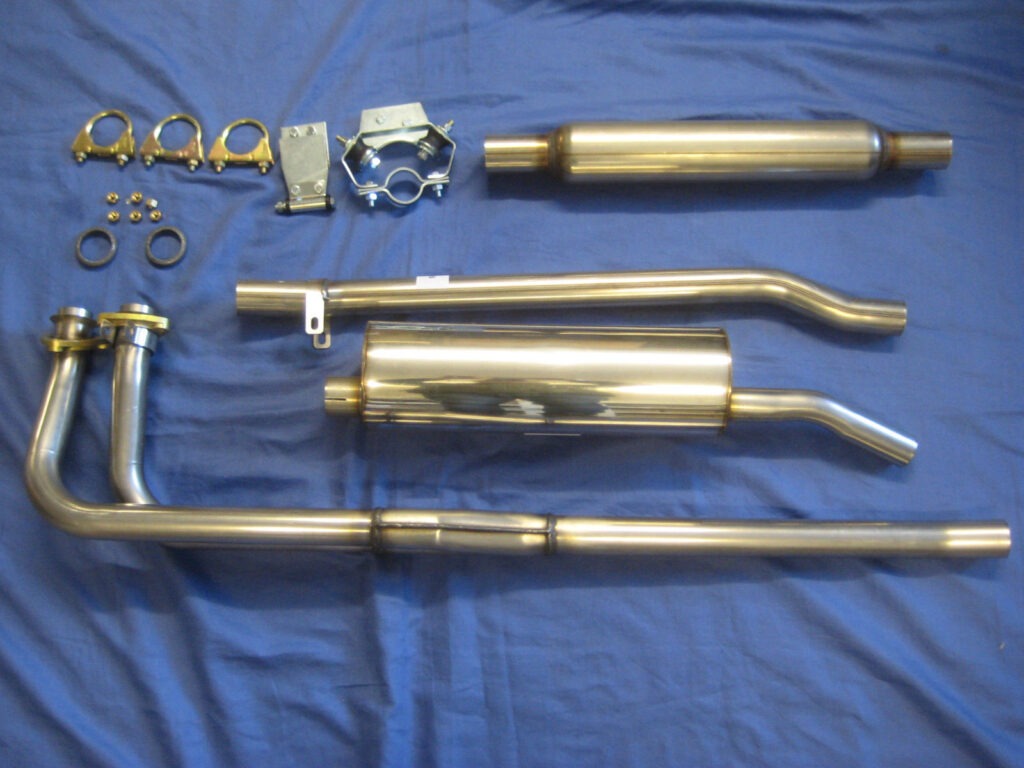 MG-111KIT MGB S/S EXHAUST SYSTEM BOMB BOX 4 PIECE & FITTING KIT 1975-80 R/B