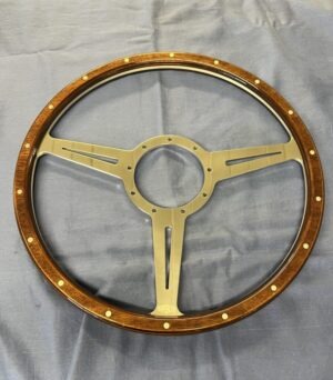 15WSF MGB 15 INCH FLAT SLOTTED WOODEN STEERING WHEEL & BOS GT ROADSTER